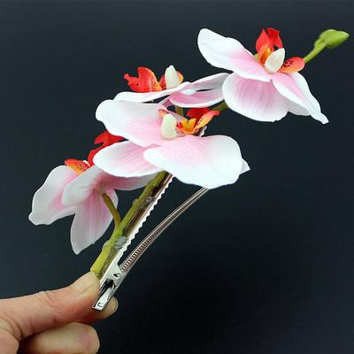 Květiny Vlásenka s větvemi Phalaenopsis Květinová spona Vlasové doplňky Ozdoby do vlasů Květina Vlásenka Umělá květina