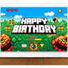 1 Piece, 2D Flat, Pixel Background Birthday Banner, Birthday Party Decoration, Video Game Themed Banner Decoration, Wsj