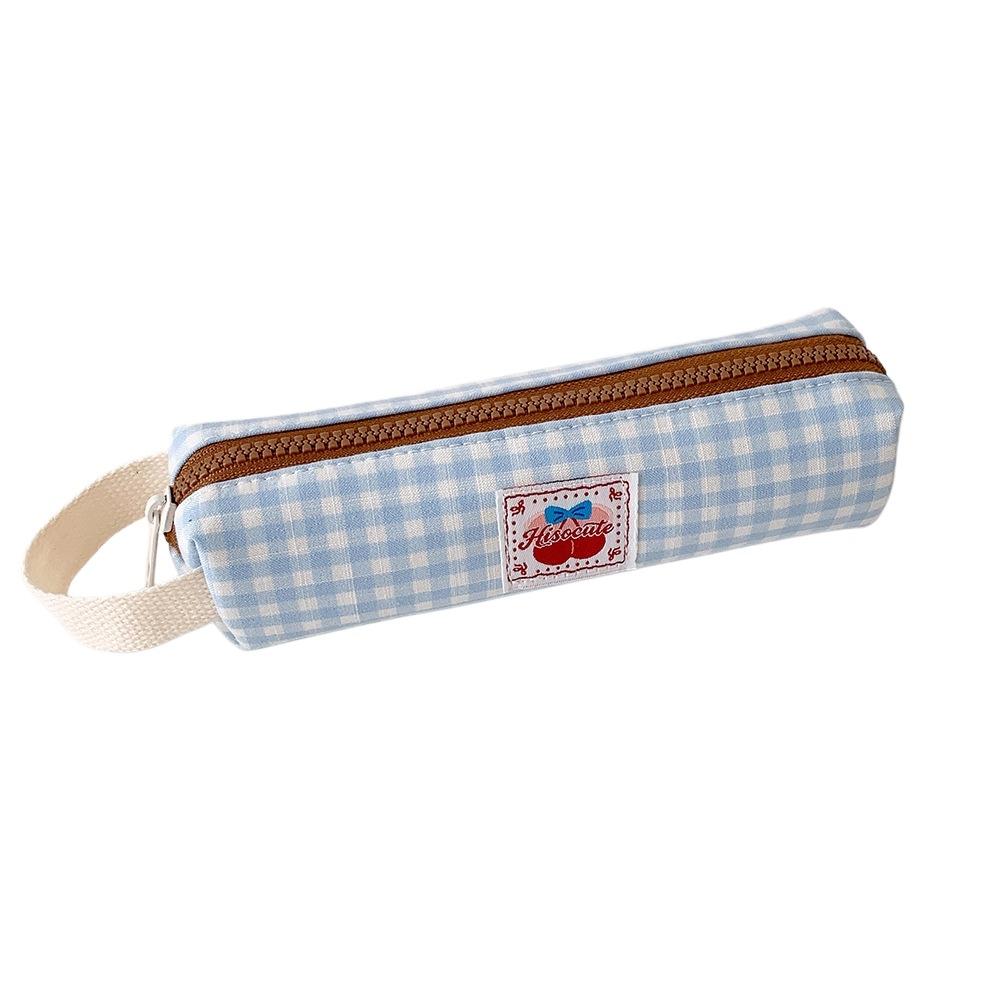 Desktop Storage Korean Style Pen Bag Plaid Pencil Pouch Cloth Stationery Bag Student