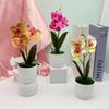 Flowers Faux Three Butterfly Orchid Green Plant For Home Office Decoration