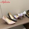 Aphixta 10cm High Thin Heels Pumps Women Stiletto heel Dress Bling Shoes Official Leisure Shoes Plus Big Size50