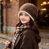 Soft Polyester Warm Knit Cap Hat Retro Winter Slouchy Hat Women Jacquard Star Rolled Autumn