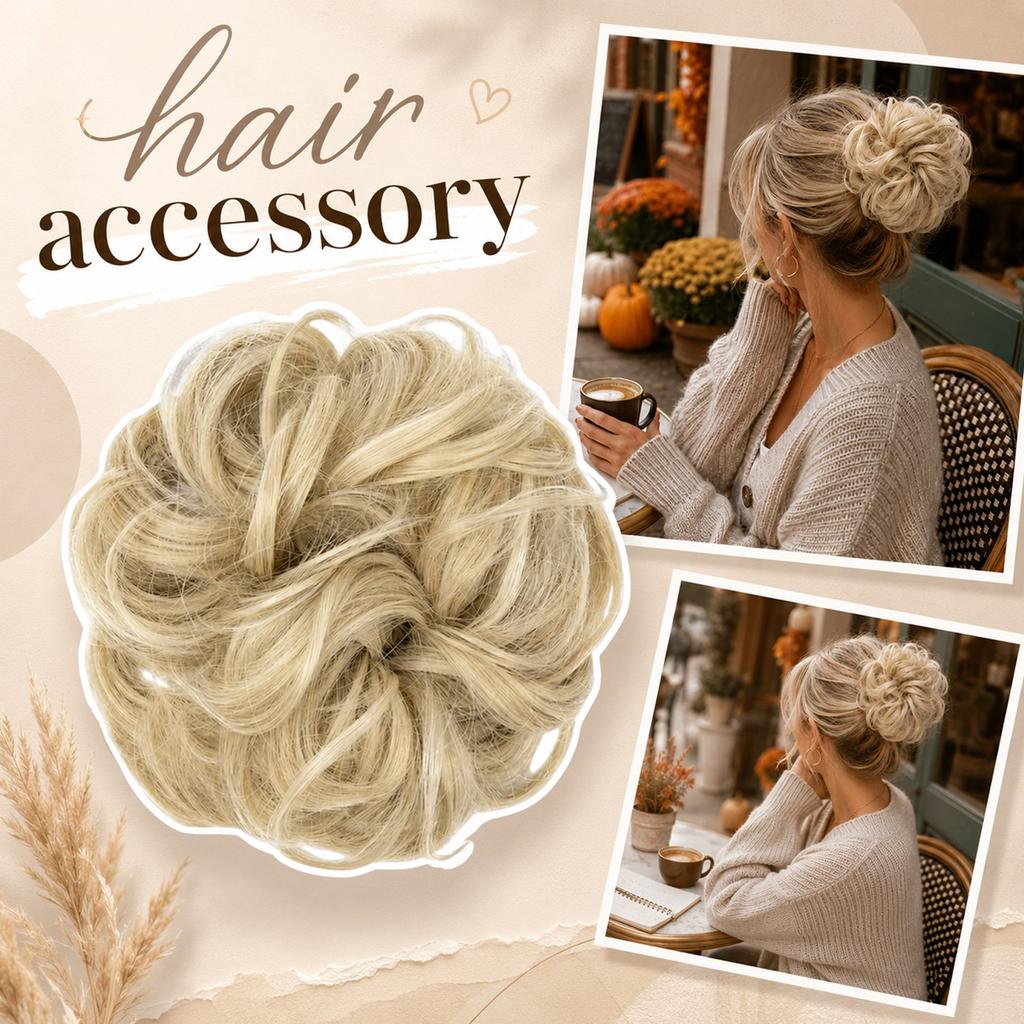 Messy Bun Hairpiece Synthetic Hair Scrunchie Hair Extension Curly Wave Thick Hair Donut Bun Maker for Women and Girls Hair Styling Accessory