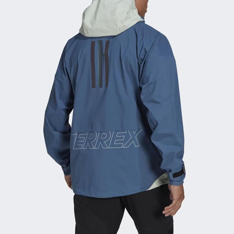 Adidas Terrex Myshelter Gore-Tex Active Rain Jacket Color Block Letter Print Long Sleeve Jacket Men Jacket Blue HH9171