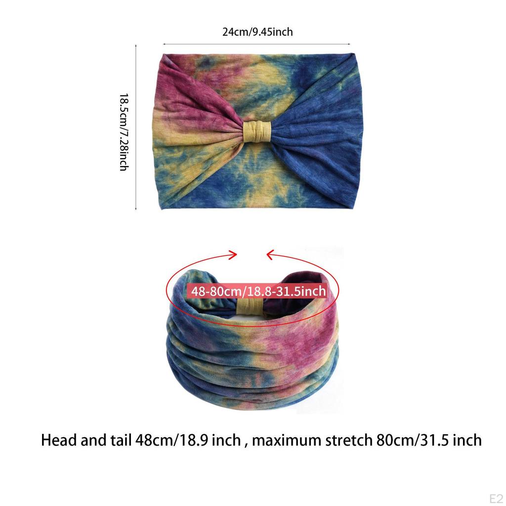 Wide Headband for Women Tie Dye Athletic Elastic Girls Moisture Wicking Bandana