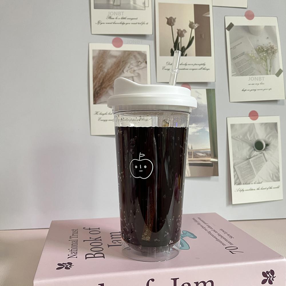 Koreański Prosty Kubek na Iced Americano Tritan Plastikowa Butelka na Wodę Dla Kobiet Przezroczysty Kubek do Kawy Biuro Mleko Herbata Matcha Napój