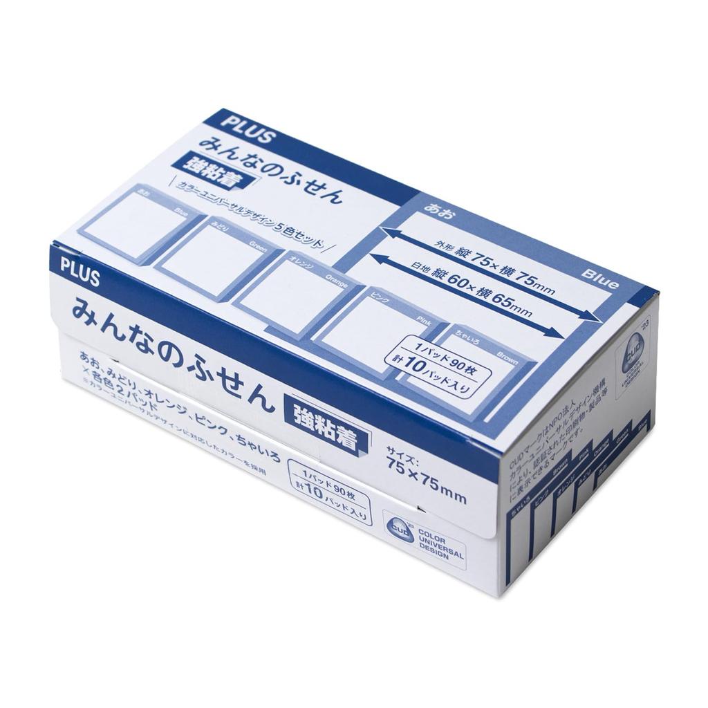 Plus Sticky no Sticky Strong Universal Notes, "Minna Fusen" (Everyone's Notes), Adhesive, Design, 10-pack, FU-771 75-000