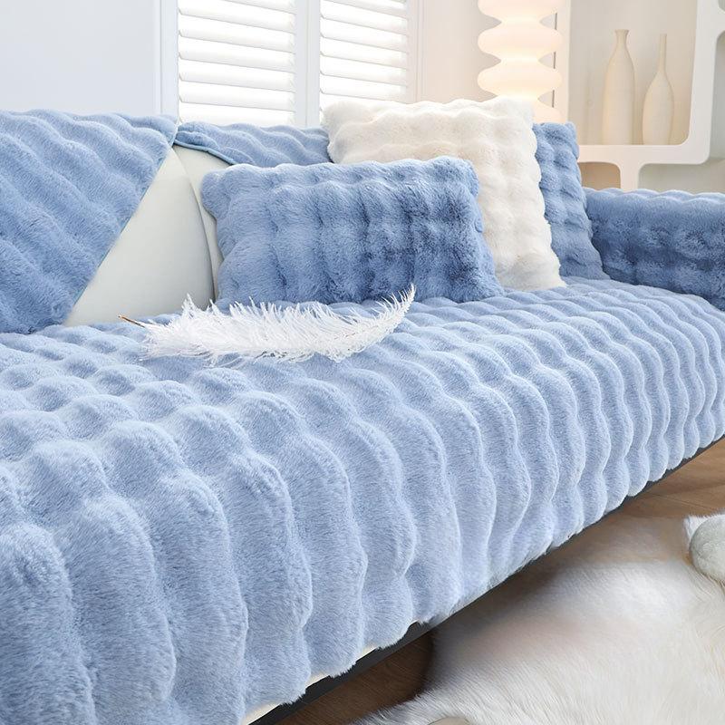 Plush Sofa Cushion Thickened Fleece Cushion Non-Slip Leather Sofa Cover High-End Nordic Simple Winter