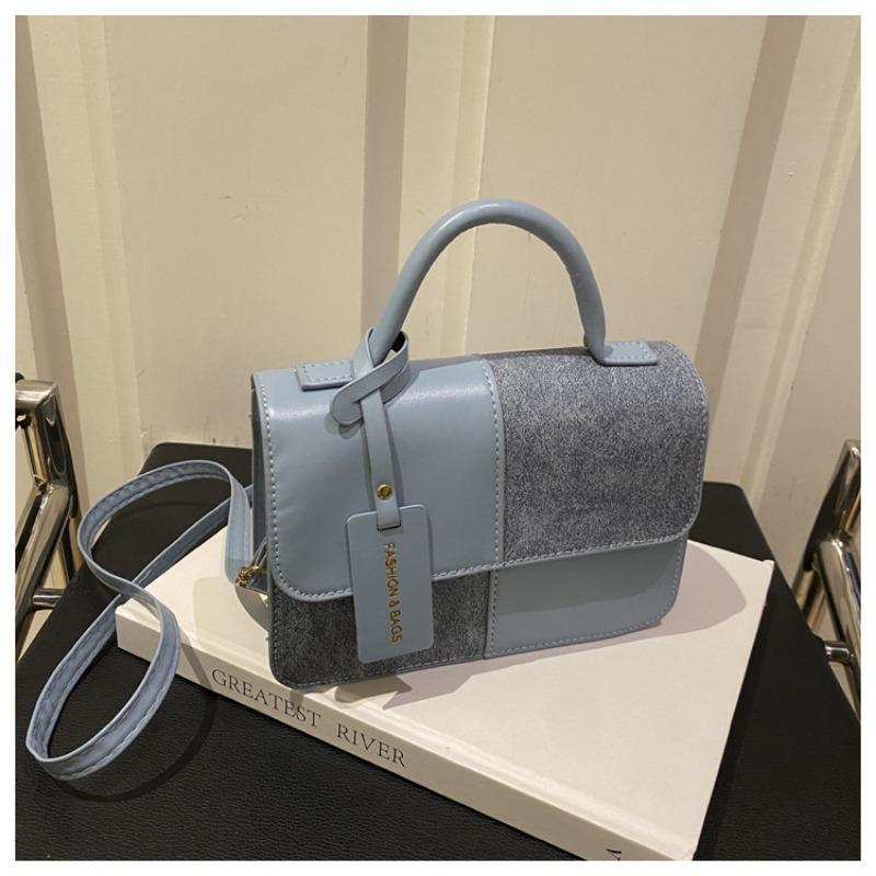 Fashion Splicing Contrasting Color Portable Small Square Bag Women's New Simple Shoulder Bag Versatile Messenger Bag