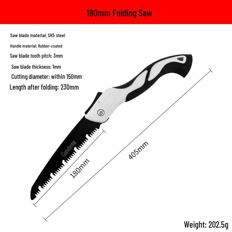 Folding Handheld Outdoor Saw with Teflon Blade for Wood, Garden, and Fruit Trees - High Branch Logging Tool