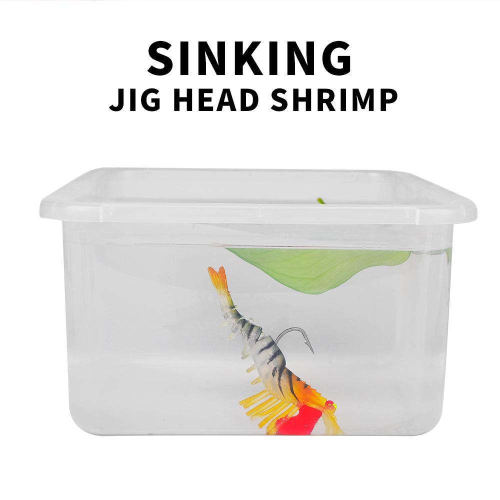 Luminous Soft Shrimp Lure with Lead Head Hook - Five-Segment Bait for Fishing