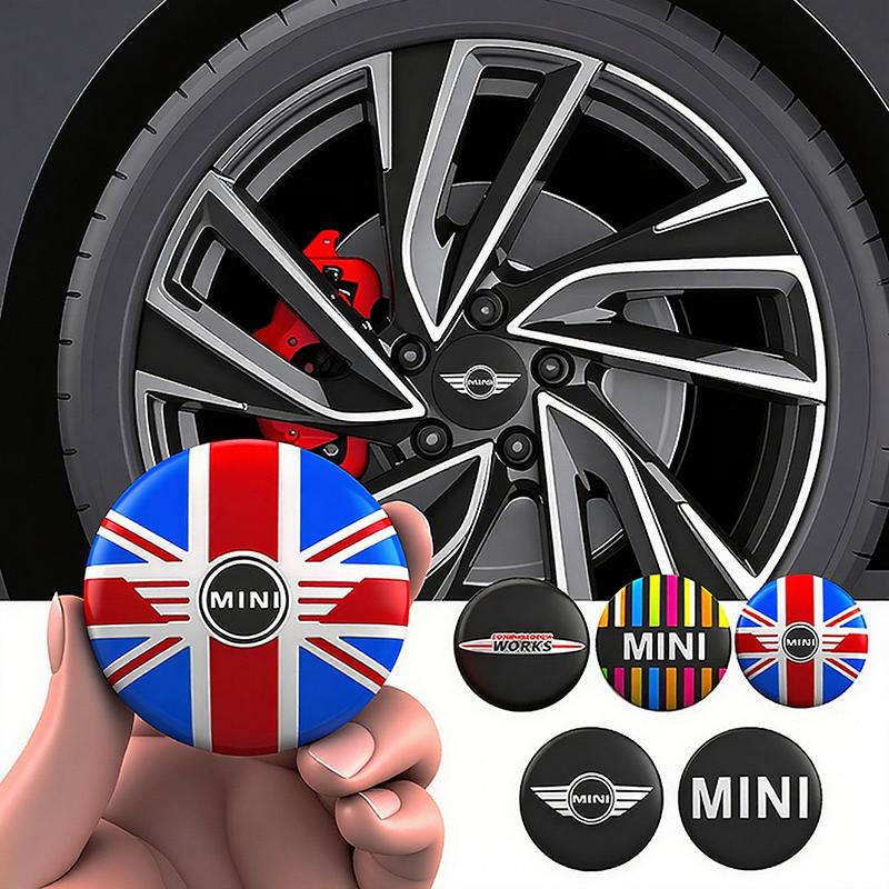 4Pcs 3D Car Wheel Hub Center Metal Decals Sticker For MINI WORKS One Cooper JCW R60 R59 R58 R57 R56 R55 R53 R52 F55 F56 F54 F57