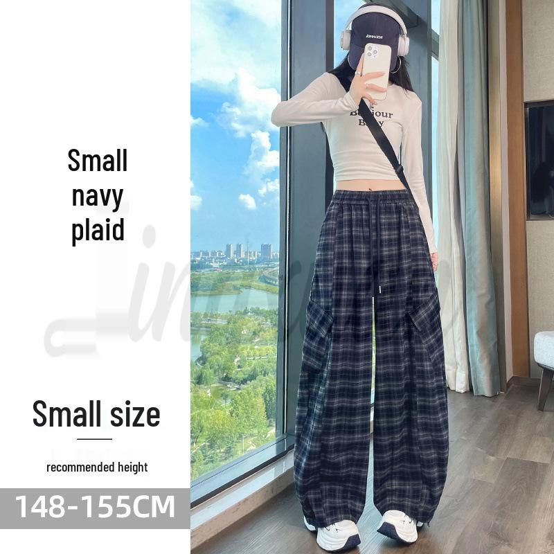 2026 Autumn Women's Retro Plaid High Waist Wide Leg Pants - Two-Way Casual & Sporty Wear