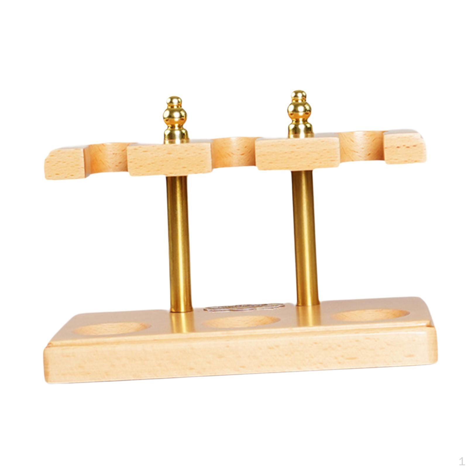 

Wooden Pipe Stand 3 Slot Handmade Accessories Solid Wood Organizer Rack black бежевий