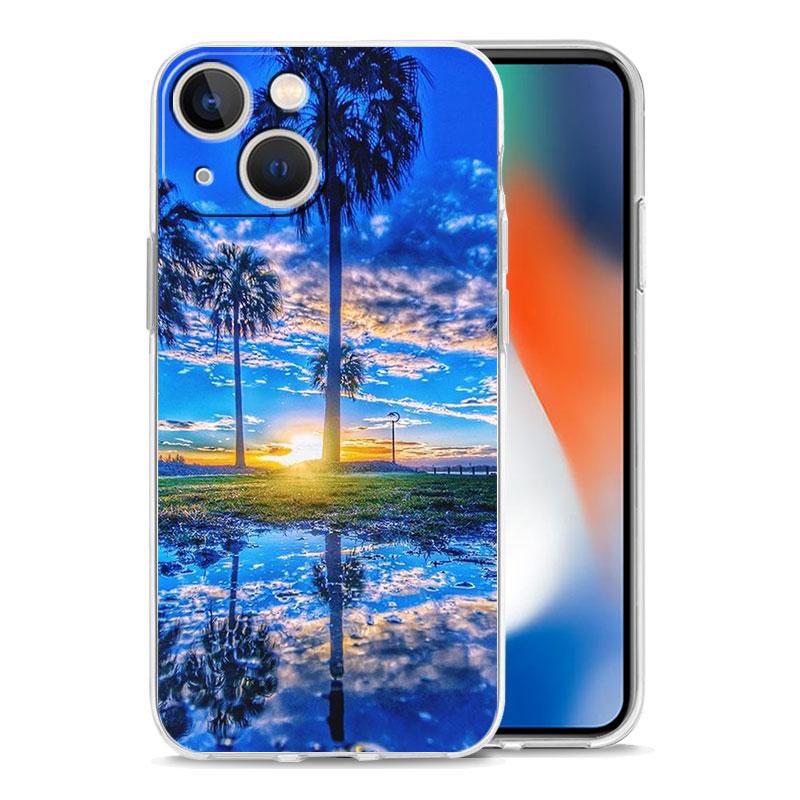 Summer Seaside Sunset Landscape Phone Case For iPhone 16 15 14 13 12 11 Pro Max Mini X XS SE 7 8 Plus 16E Shockproof Soft Cover