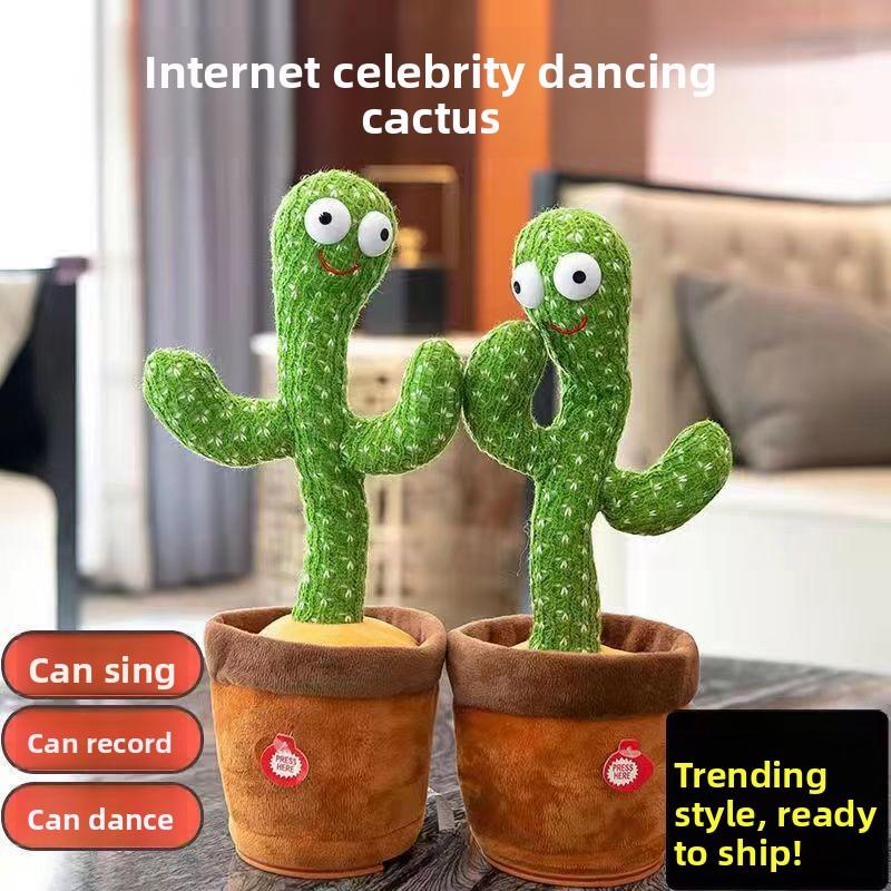 Sand Sculpture Internet celebrity Swing Twist Dancing Cactus Toy Doll Learn to Talk Children Babies Babies