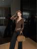 Women's Slim Fit Fur Collar Long Sleeve Top with Tie – Autumn/Winter Chic