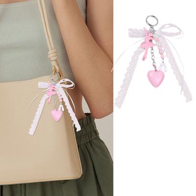 Ballet Girl Keychain Lace Bows Keyring Creative Car Key Chain Heart Keychain Ornament Creative Bag Charm for Backpack