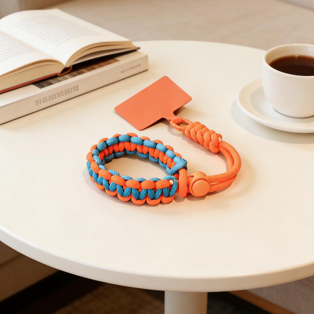 Adjustable Braided Phone and Camera Strap with Colorful Wrist Lanyard & Keychain