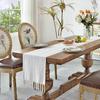 Party, Dresser Decor and Dining Room Decorations Rustic Cotton Linen Table Runner  with Hand-Tassels