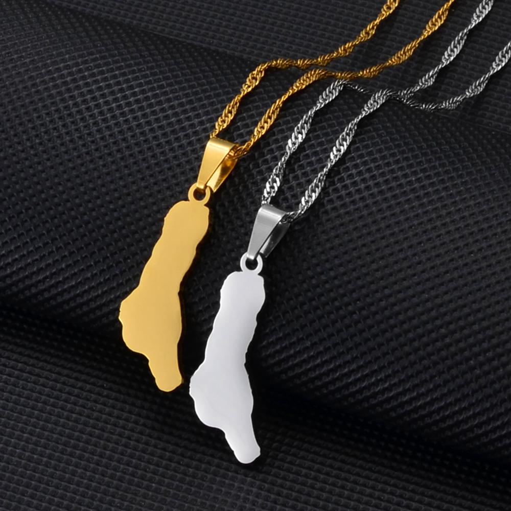 Anniyo Comoros Moroni Union of Comoros Map Pendant Necklaces Grande Comore Silver Color/Gold Union des Comores Jewelry #266121