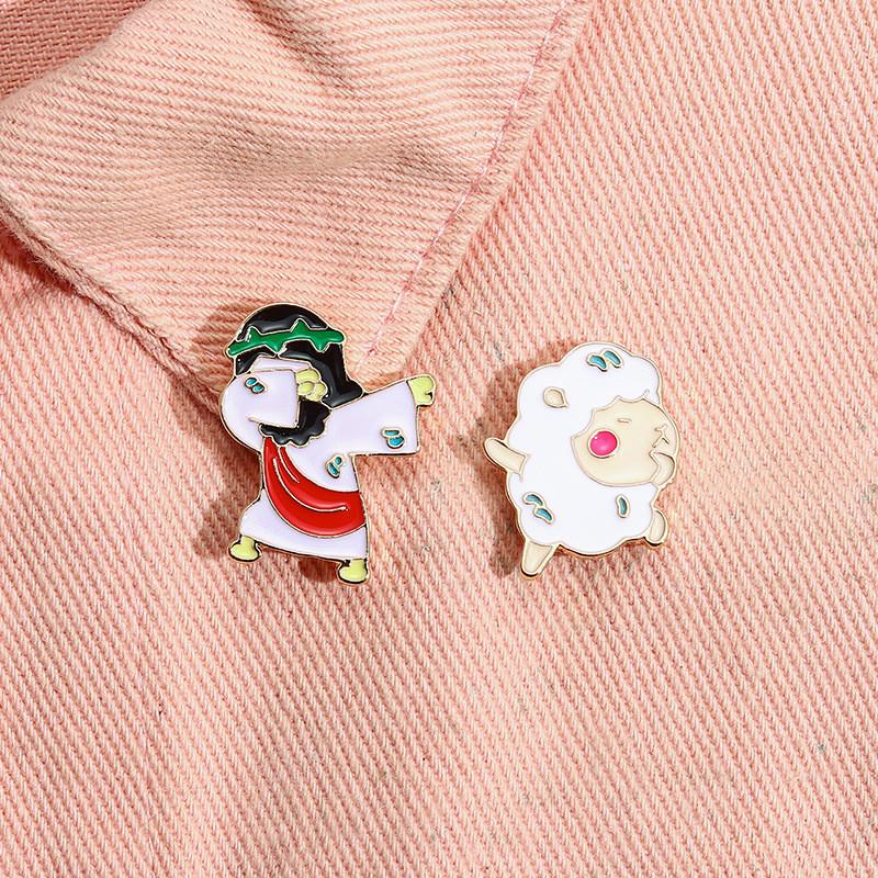 Cartoon Sheep Adorable Brooch Metal Badge For Cute Fashionable Accessory