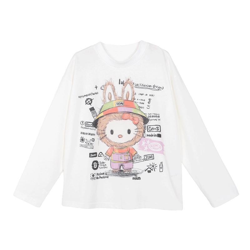 LUSON Girls' Cartoon Long-Sleeve T-Shirt