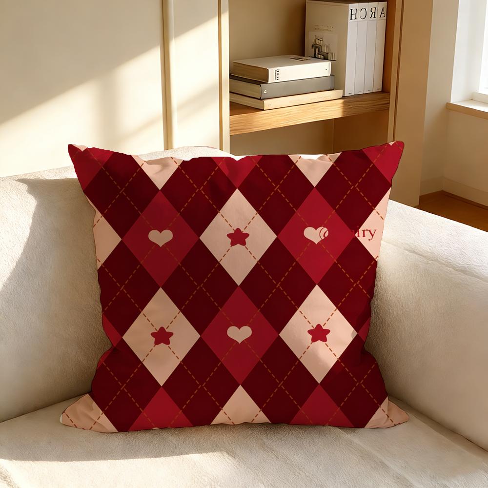 Cushion Cover Nordic Style Natural Linen Pillow Cover Durable Washable Pillowcase For Home Bedroom Sofa P-Rhombus Lattice