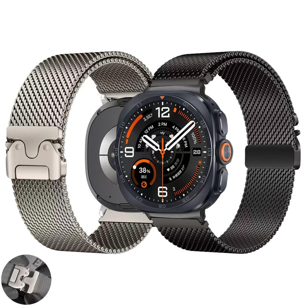 2Pcs Milanese Strap Compatible with 22mm Watch Bands Quick Release Replacement Wristband Adjustable Waterproof Sport Bands for Men Women