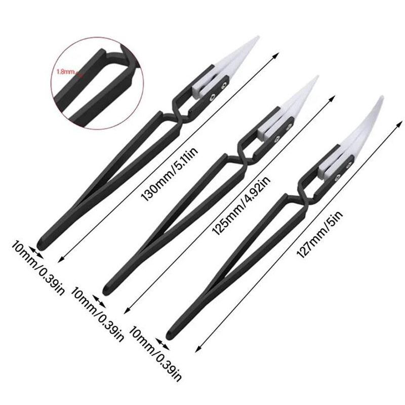 Ceramic Tips Tweezers Acid Resistant Anti-Static Electronic Soldering Tweezers Little Curved/Big Curved/Straight Tip