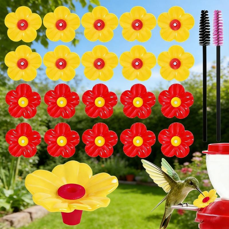 Set Of 20 Colorful Colored Hummingbird Feeder Flower Attachments Replacement Suitable for Most Feeders Bird Feeding
