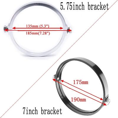 Universal 5.75 Inch Aluminum Round Headlight Housing Headlamp Trim Ring Mount Bracket Motorcycles