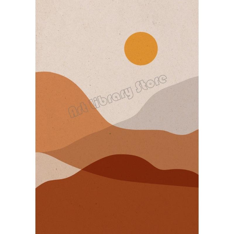 Neutraler Boho Mid Century Abstrakt Botanisch Linie Terrakotta Töne Geometrisches Poster Leinwandmalerei Wandkunst Bilder Heimdekor