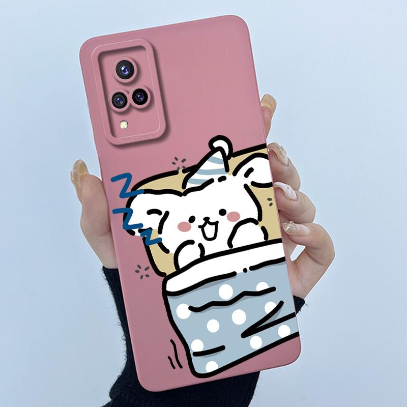 For Vivo V21 4G VIVOV21 5G Cases V2066 V2108 V2050 Soft Silicone Phone Case Sweet Printing Cute Cartoon Protective Painted Cover