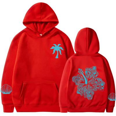 Autumn Winter Fashion Loose Women's Hoodie Pink Flower Pattern Printed Casual Warm Hoodie