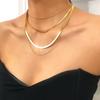 Geometric Personalized Alloy Chain Necklace for Women, Multi-layer Mixed and Matched Snake Bone Chain Cross Chain Necklace