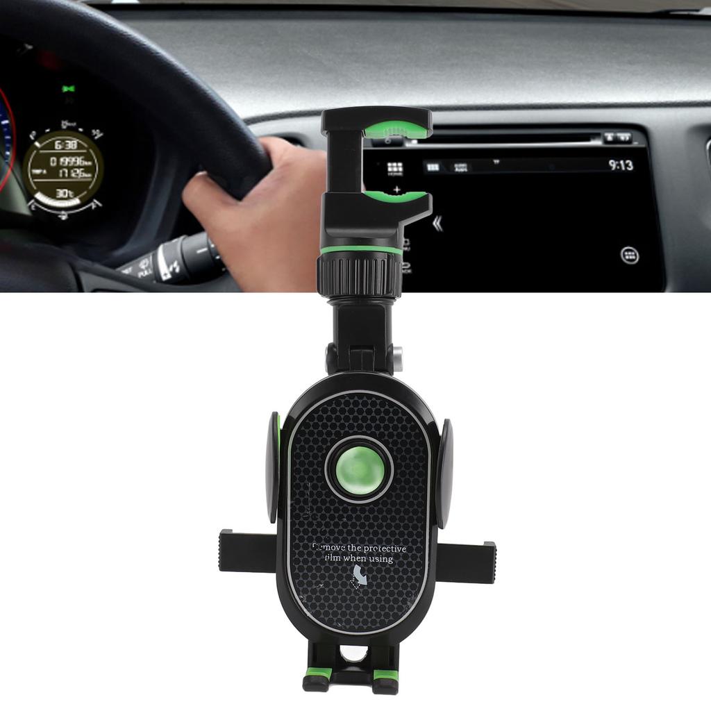 Rrview Mirror Phone Holder 360 Degree Rotatable Retractable CAR Mobile Phone Mount Green for sy and Driving Experience