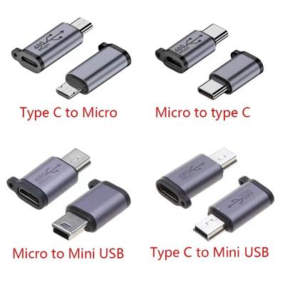 Micro USB Mini USB Type-C Lighting Adapter Konvertor nabíjania na synchronizáciu dát pre iPhone Xiaomi Samsung Mobilný adaptér USB C Plugs Transfer Converte