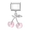 New Sweet Pink Zircon Heart Bows Cherry Moon Star DIY Making Bracelet Women Men Stainless Steel 9mm Italian Charm Links Fit