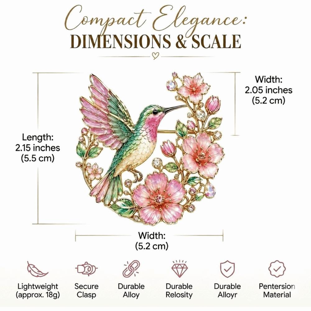 Colorful Design Hummingbird Blossom Brooch Metal Material Bird Brooch Chest Pin For Handbags