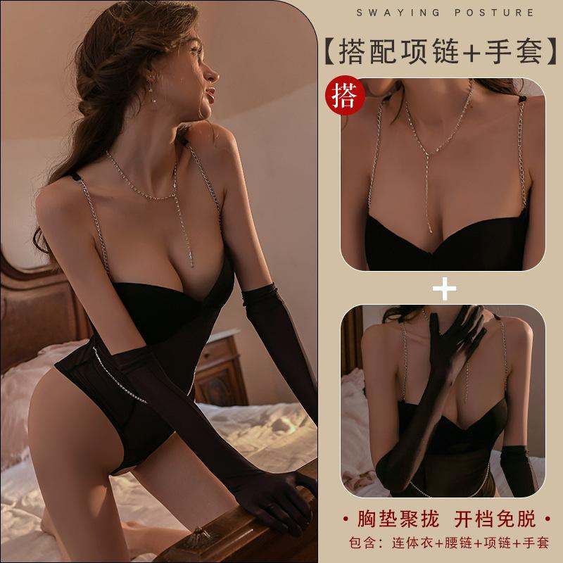 Sexy Lingerie Sexy Small Breasts Seduction Onesie Women Open Crotch Passion Perspective Hot Slim Uniform 6778