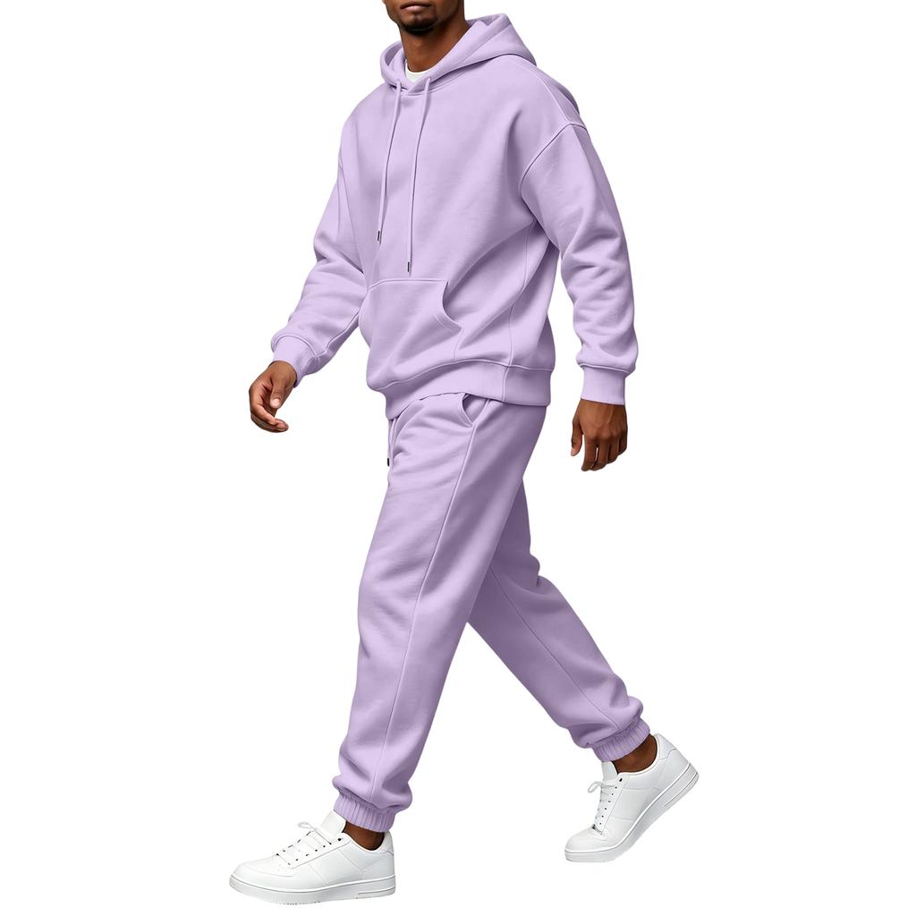 Men's Retro Hooded Two-Piece Set, Casual Athletic Outfit for Daily Wear