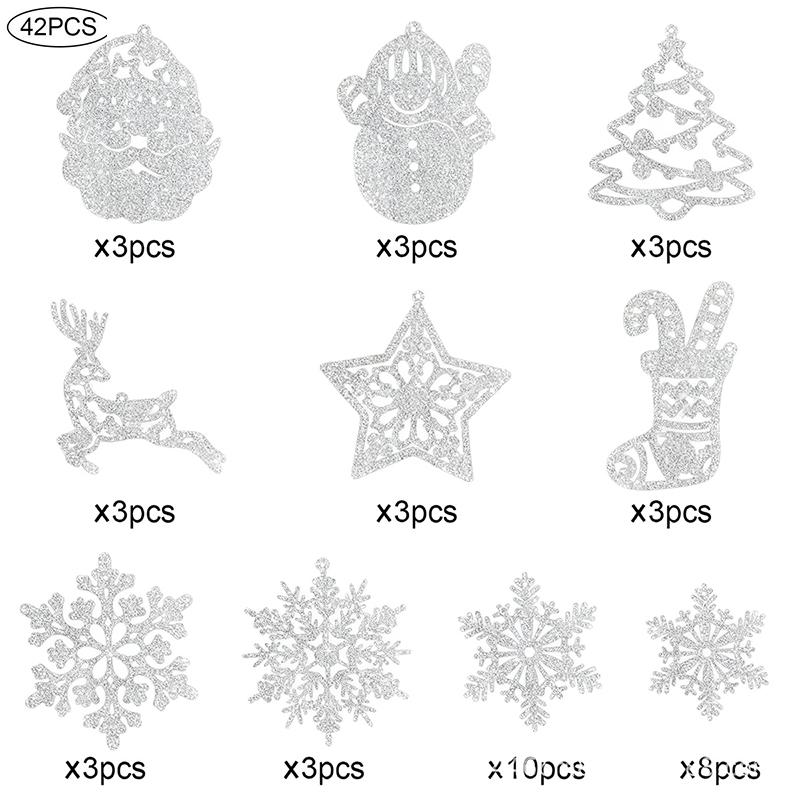 20Pcs Christmas Tree Decoration Hanging Ornaments Tree Snowman Reindeer Santa Snowflake Ornaments for New Year Winter Party