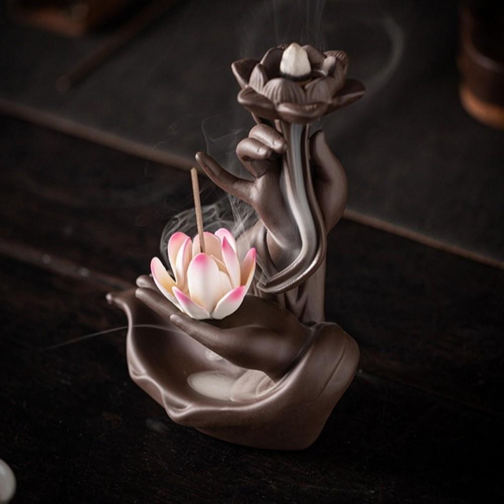 Buddha Hand Shape Incense Burner Fountain Ceramic Incense Stick Holder Yoga