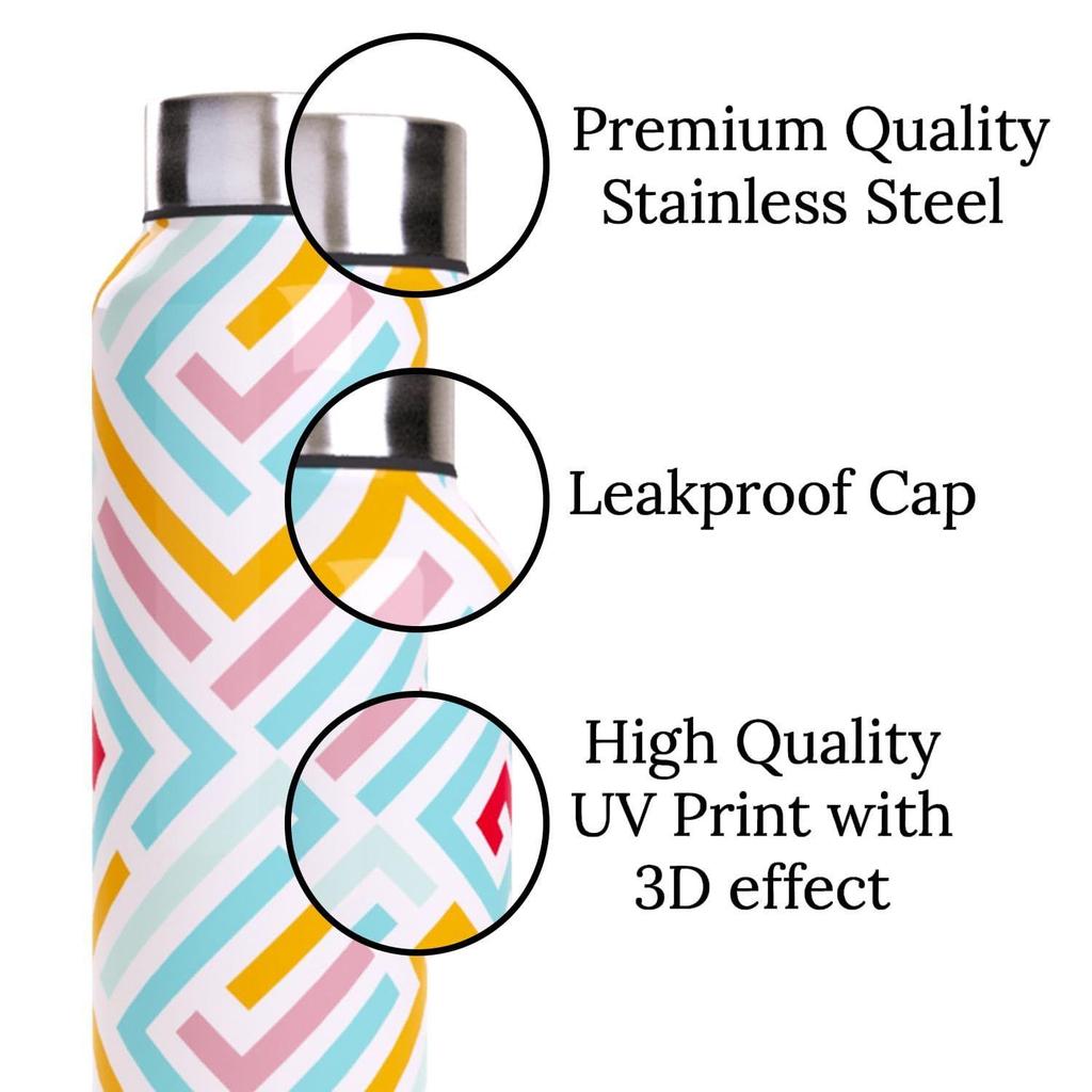 Stainless Steel Water Bottle 1 Litre Pack of 4 Suitable For Home Fridge Office School Refrigerator Gym Bottles