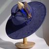 Purple Feathers Suede Top Hat 9.5Cm Wide Brim Fedora Hat Men Women Autumn Winter Felt Jazz Hats Classic Church Fedoras Sombrero