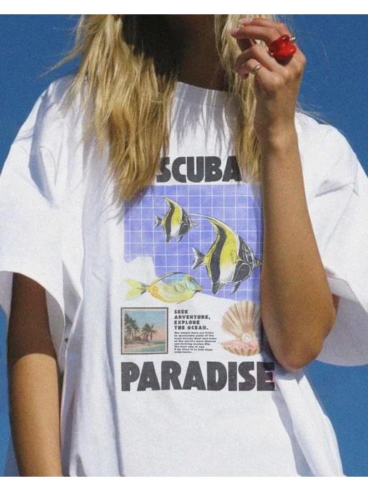 Oversized Y2K print T-shirt (Scuba Paradise) XL