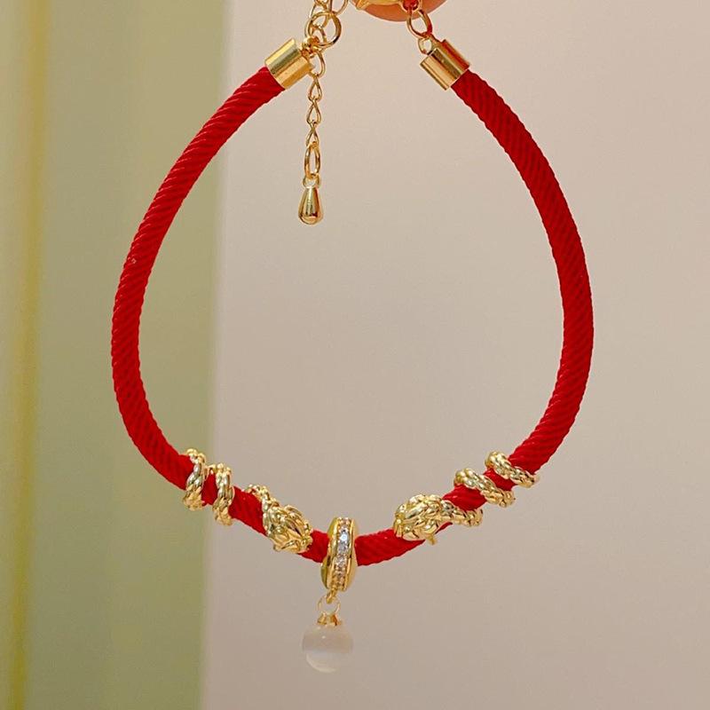 New Chinese Style Natal Year of the Snake Woven Red Rope Bracelet Guochao Retro Couple New Year Bracelet Personalized Creative Jewelry