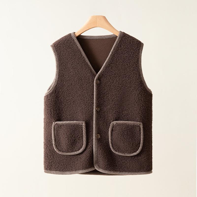 Women's Plus Size Fleece-Lined Lambswool Vest - New Autumn/Winter 2025 Fashion