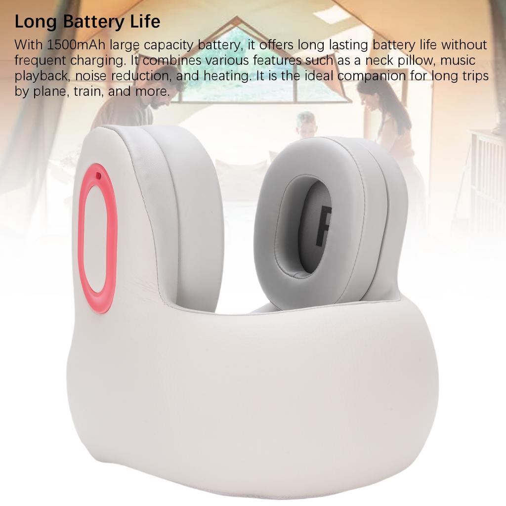 Travel Neck Pillow with Bluetooth Headset Noise Canceling Heating U Shaped Travel Music Pillow for Airplane Car